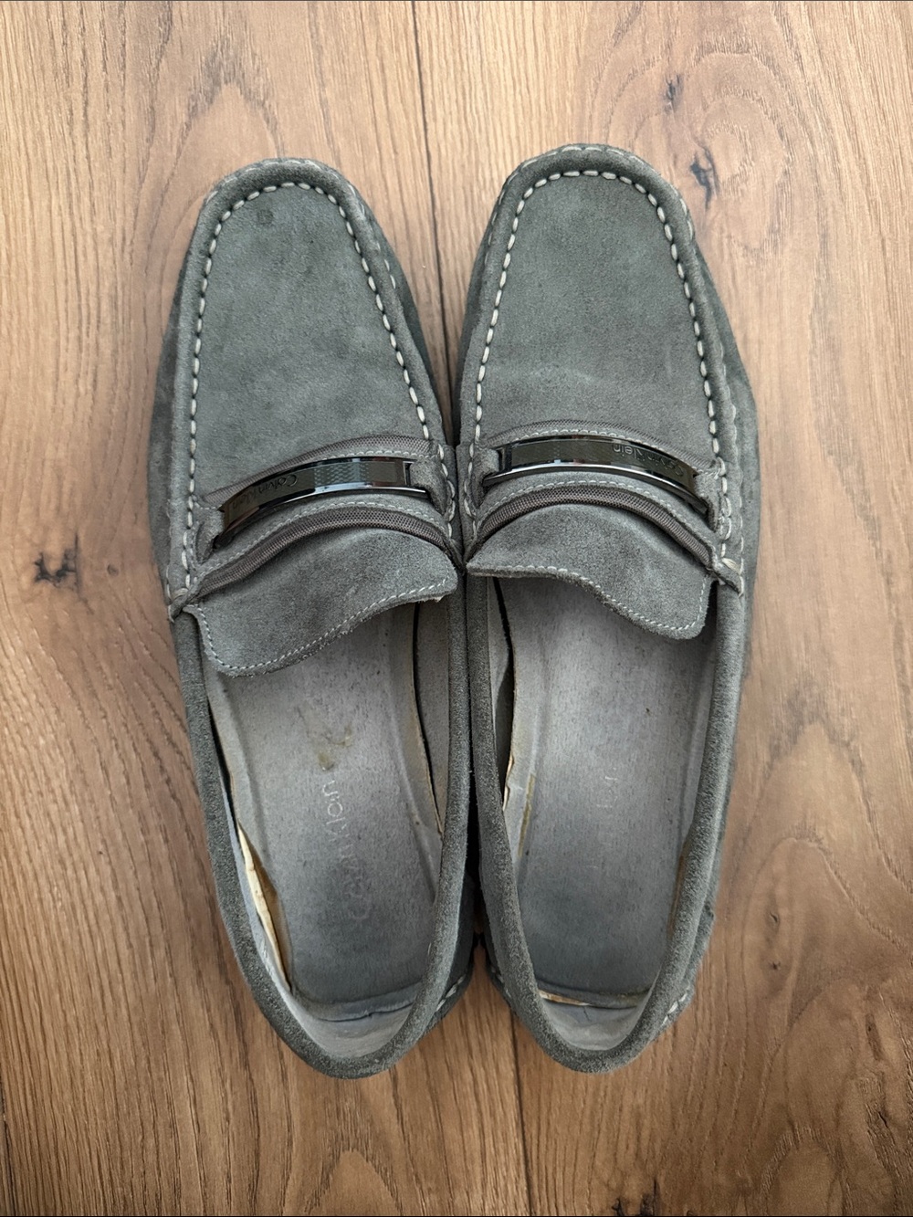 Men's Calvin Klein Gray Suede Slip-On Penny Loafers